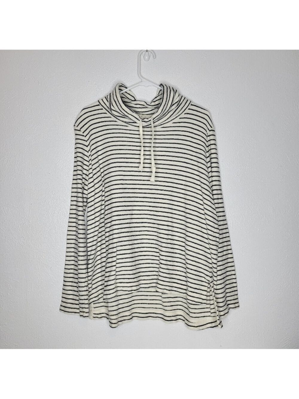 Lou & Grey Navy & White Stripe Mock Neck Sweater Women's Size Large